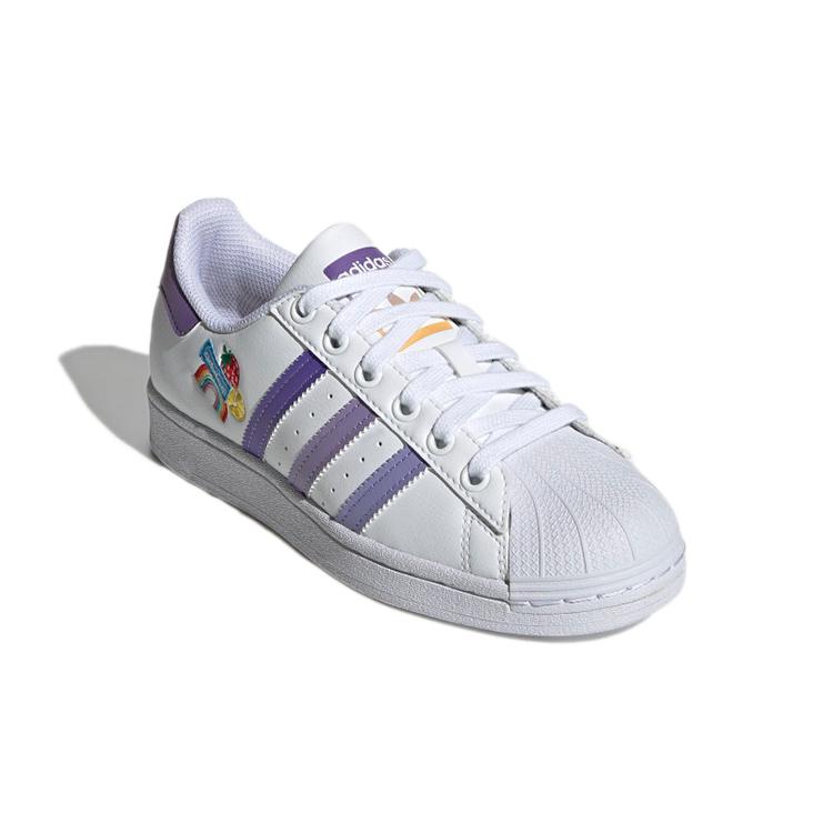 Adidas Originals SUPERSTAR J Low top Kids' Skateboarding Shoes Classic White Purple (Unisex) Kids' Skateboarding Shoes GY3313