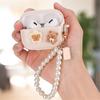 Shockproof Silicone Case With Detachable Pearls Chain for 3 Wireless Earbuds Cute 3D Bears Design