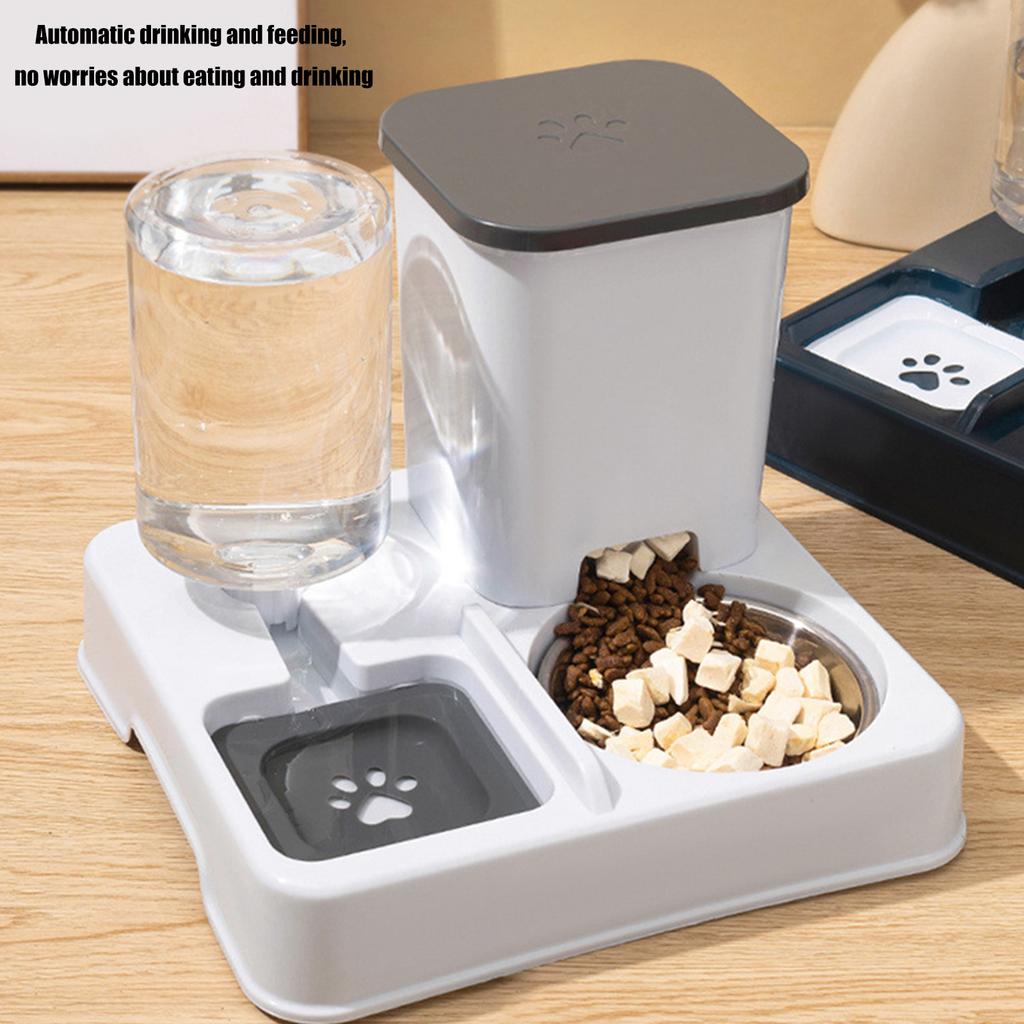 Large Capacity Food Feeder 2in1 Water Dispenser and Food Bowl Small Dog Cats Automatic Feeder for Daily Watering Feeding