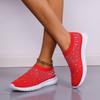 Women's Slip-On Crystal Sneakers Breathable Mesh Plus Size Casual Flats Women Comfort Soft Sole Running Walking Shoes