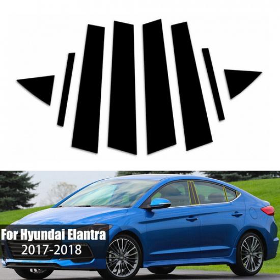 8pcs For 2017 2018 2019 2020 Hyundai Elantra Black Door Trim Window Pillar Post