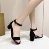 Fashion Women's 2025 Summer Fashion Sandals Medium High Heel Outdoor Sandalias Elegant Wedding Shoes 35-40 Buckle Strap
