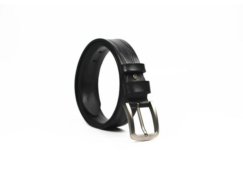 Men's Retro Business Belt - Genuine Cowhide Leather with Alloy Pin Buckle and Embossed Design