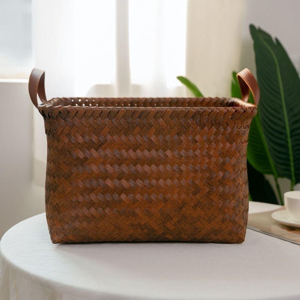 Brown Dirty Clothes Basket Imitation Rattan Weaving Home Storage New Storage Basket  Laundry