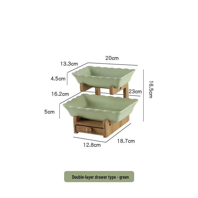 Ceramic Fruit Plate with Bamboo Stand