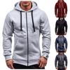 Men‘s Color Zipper Pullover Long Sleeve Hooded Sweatshirt Tops Blouse