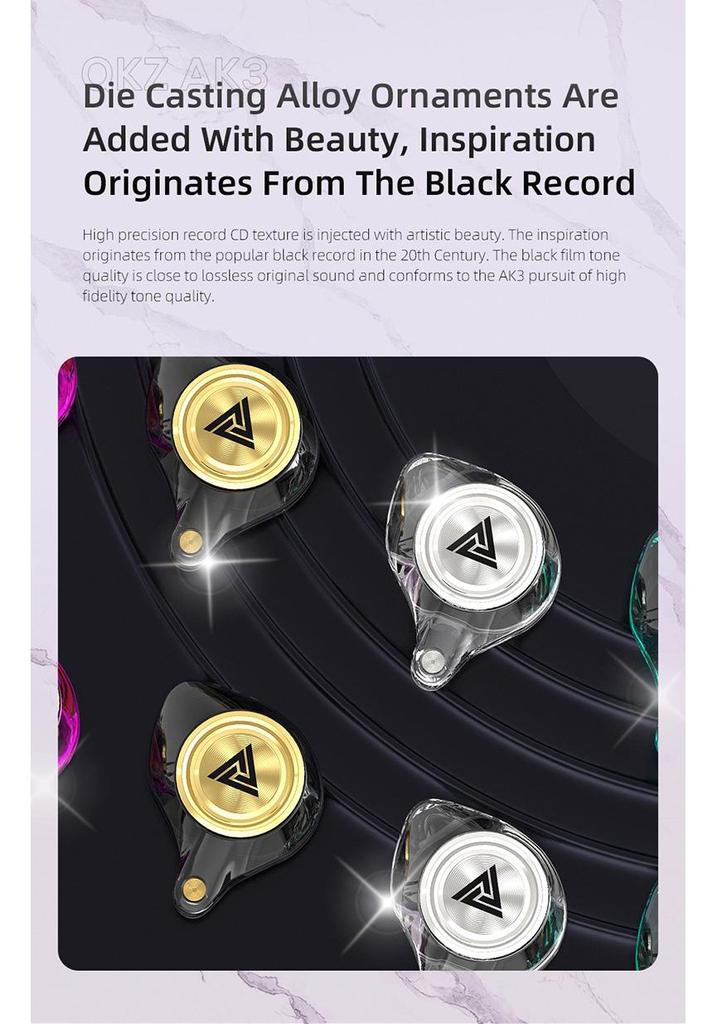 QKZ AK3 Wired In-Ear Earphones - Heavy Bass, In-line Control, Dynamic Driver, Mobile Compatible Earbuds