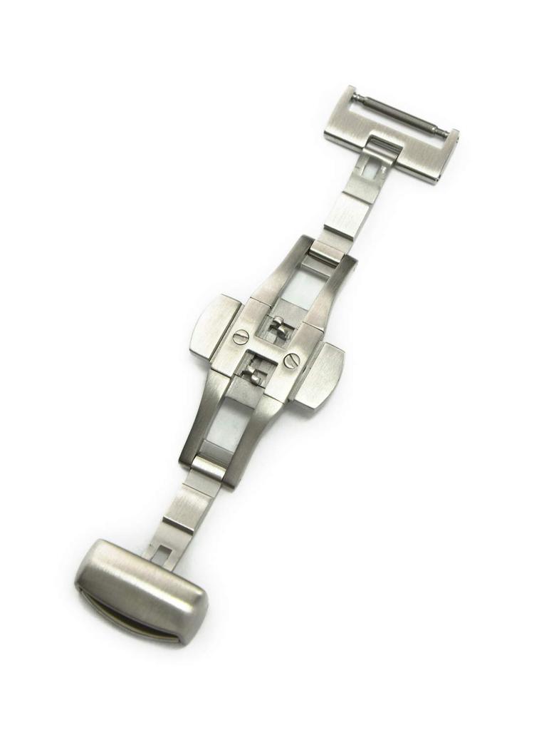 CASSIS Watch Strap with D-Buckle (PBF D-BUCKLE), Satin Finish, 14mm, Silver, with Replacement Tool, CASSS014