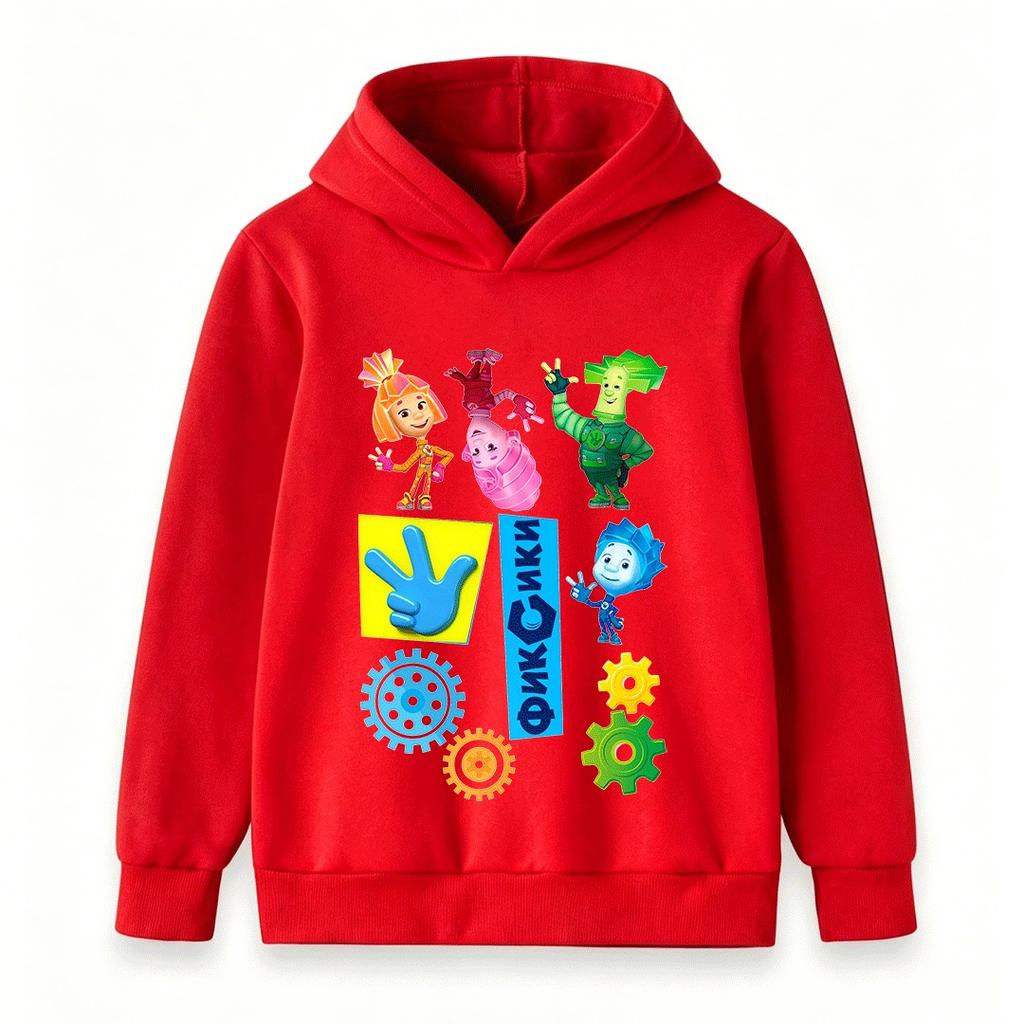 Kids Boys Girls Hoodie Cartoon Character Print Long Sleeve Casual Pullover Sweatshirt for Children Daily Wear