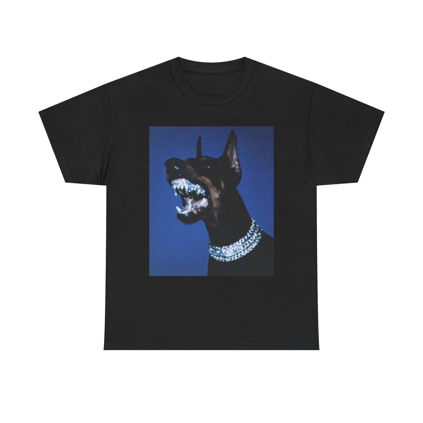

Iced Out Dog Doberman Funny Graphic T Shirt Unisex Heavy Cotton Tee 4XL