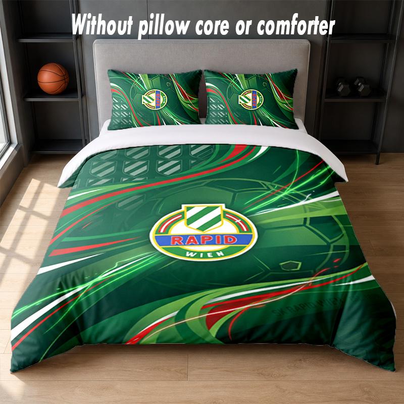 Rapid Wien FC Design Bed Bedding Set 1 Duvet Cover + 2 Pillowcases Soft Breathable Household Bed Linens