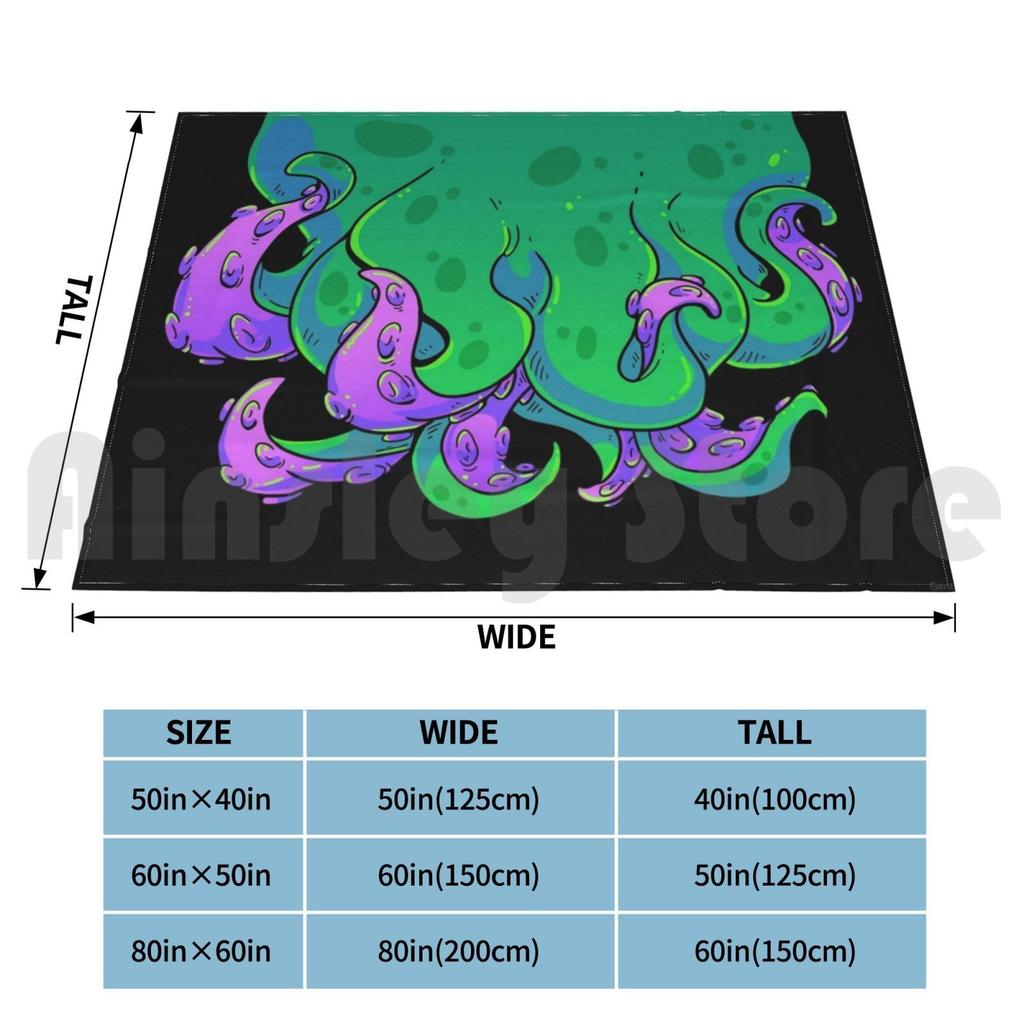 Tentacles Blanket For Sofa Bed Travel Cthulhu Tentacle Octopus Squid Monster Green Horror