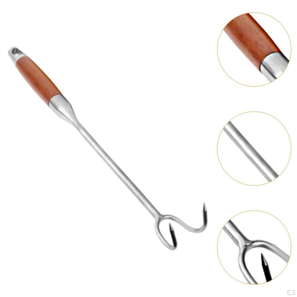 304 Stainless Steel Meat Hook, BBQ Hook,Handheld Food Turner Portable for Meats Roasted Duck Steak
