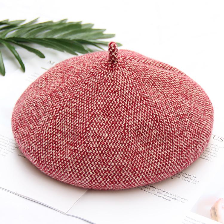 Female autumn and winter woolen bud hat literary small fresh three-dimensional painter hat warm knitted beret