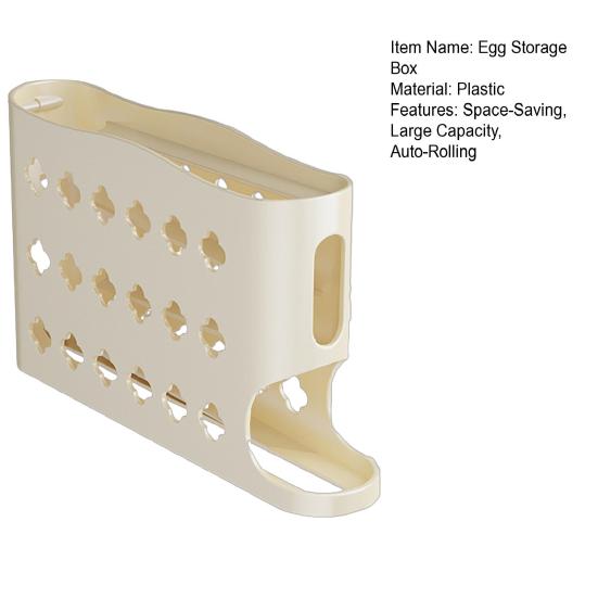 Suport pentru ouă pentru frigider Dispenser automat pentru ouă cu rostogolire Economisire de spațiu Organizator de ouă pe 4 niveluri Suține 30 de ouă pentru frigider Blat de bucătărie