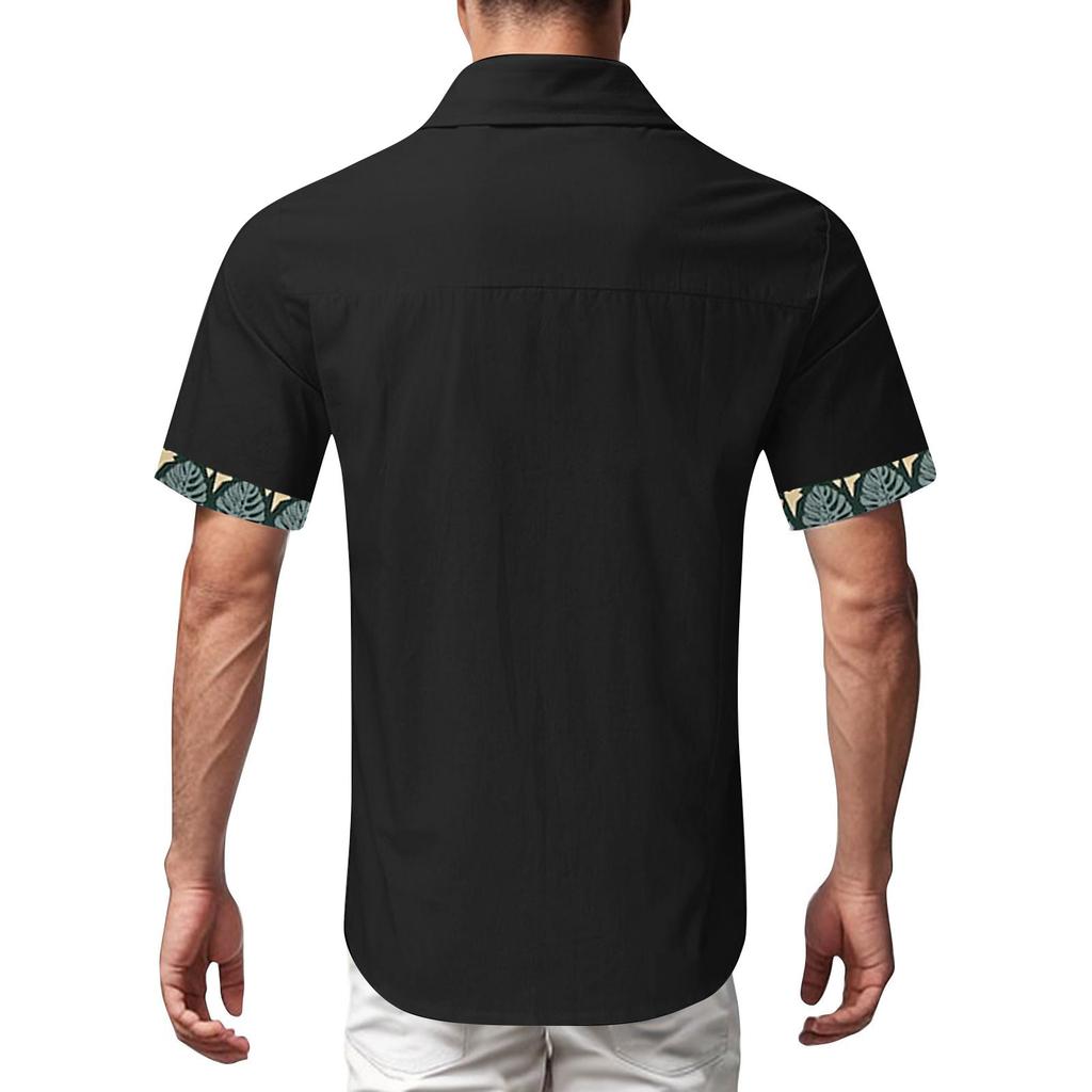 Vintage Button Down Bowlingskjorter for menn Kortermet sommerstrandskjorte