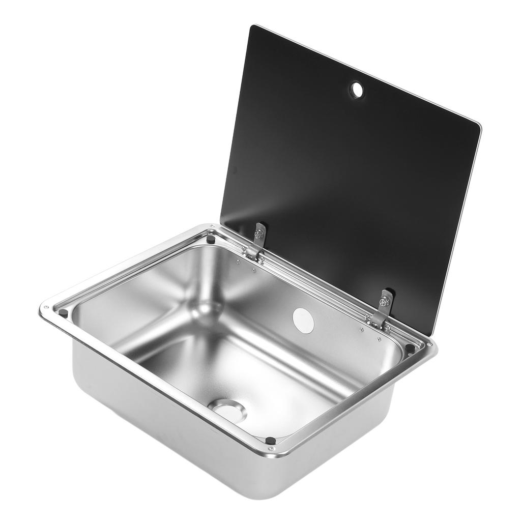 Kitchen Sink 304 Stainless Steel Flat Smooth Surface Easy Clean Square Water Sink for RV Yacht Bathr