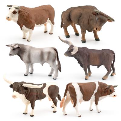 Simulation Ranch Farm Swiss Brown Cow Simmental Bull Poultry Dairy Cow Long Horned Bull Model Ornament