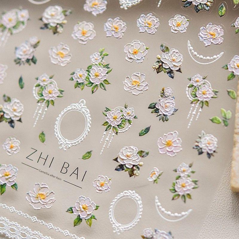 

Flowers Tomoni Fresh Nail Stickers after Rain Camellia 3891 after rain