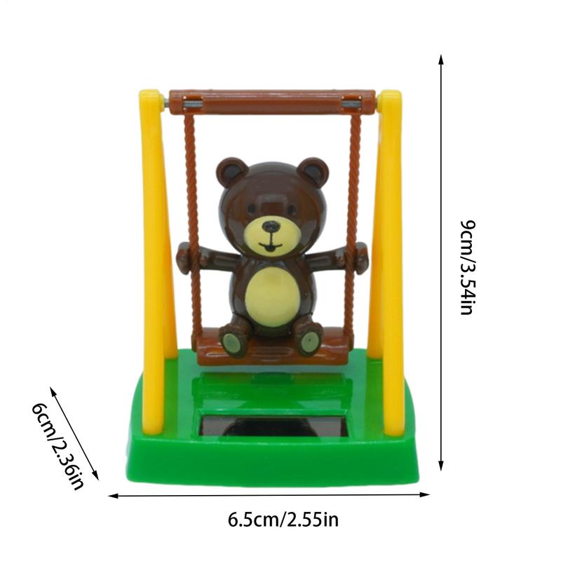 plastic Swinging Bear Car Dashboard Ornaments Solar Powered Dancing Bear Toy Shaking Head Doll Decoration Car Accessories
