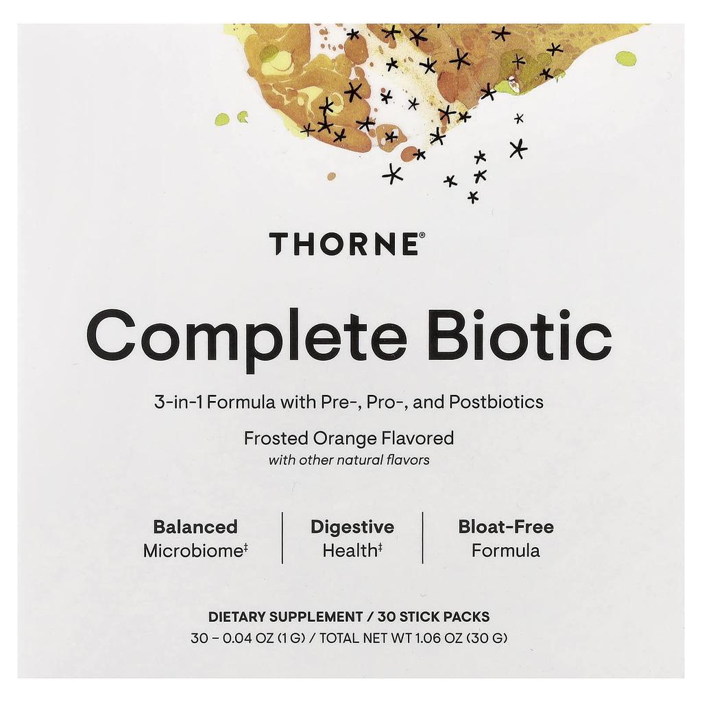 Thorne Complete Biotic, Frosted Orange, 30 Stick Packs, 1g (0.04oz) Each