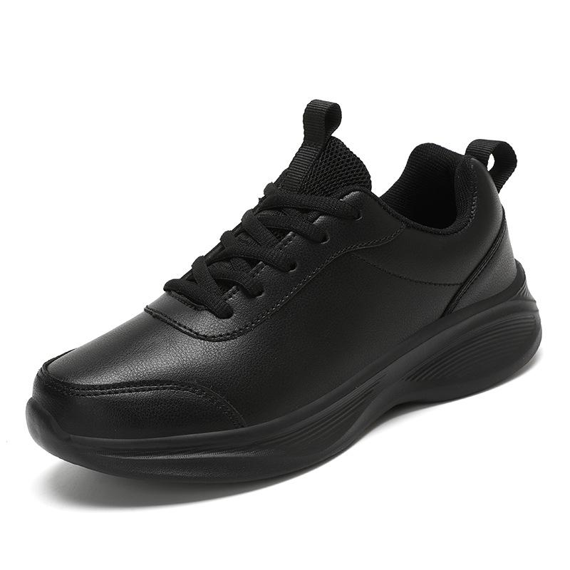 Fashion Autumn Winter Leather Sneakers Black Casual Shoes for Women Sneakers Non-slip Lace-up Waterproof Sports Shoes for Men Shoes
