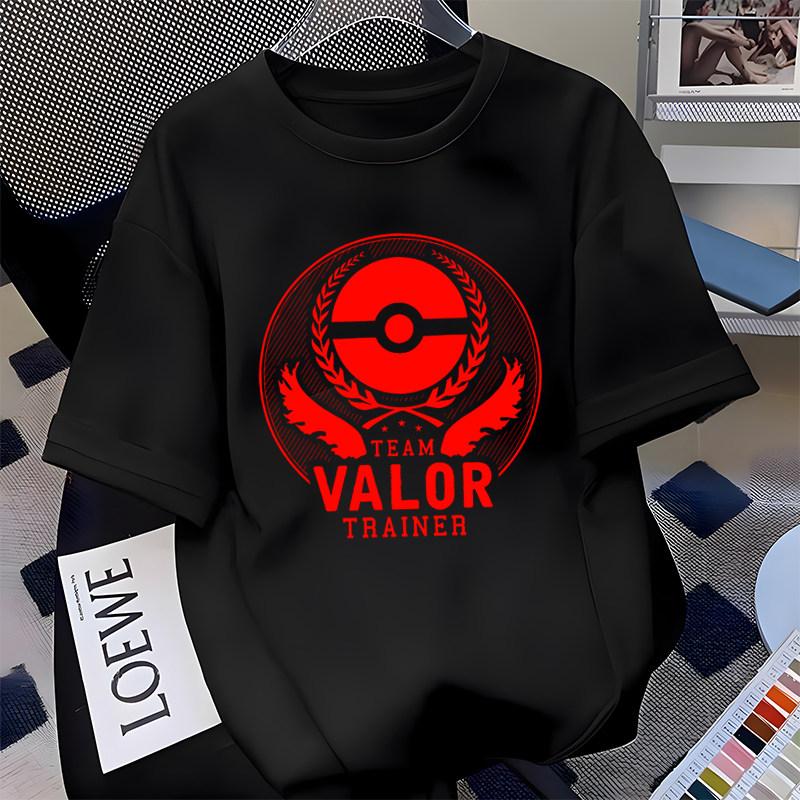 Pok É Mon Super Fire Dragon Pattern Short Sleeve Tshirt for Men and Women Loose Top Mens Tshirt Childrens Parent Child Wear