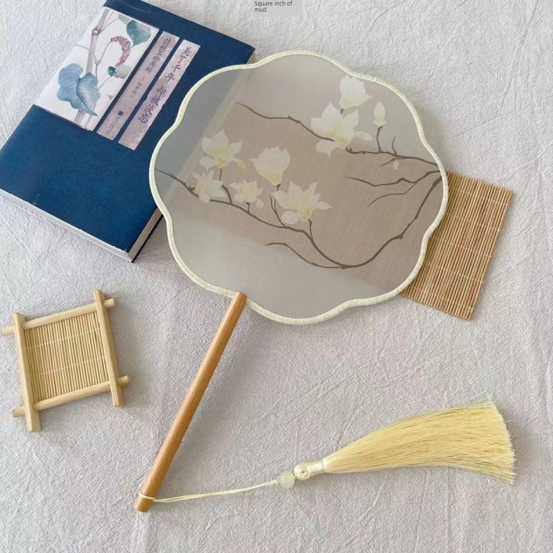 New Style Ancient-Style Semi-Transparent Round Fan for Dance, Hanfu Traditional Round Fan, Retro Classical Dance Chinese-Style Fan