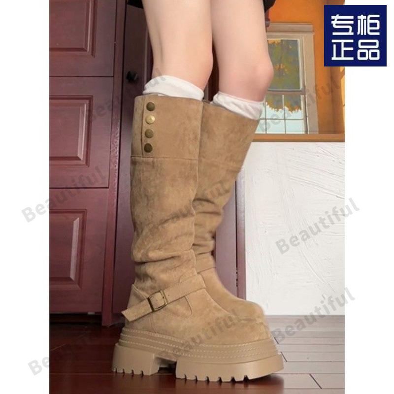 Retro Western Cowboy Boots Women's 2026 New Autumn Thick-soled Two Wear Tall Knight Pile Boots