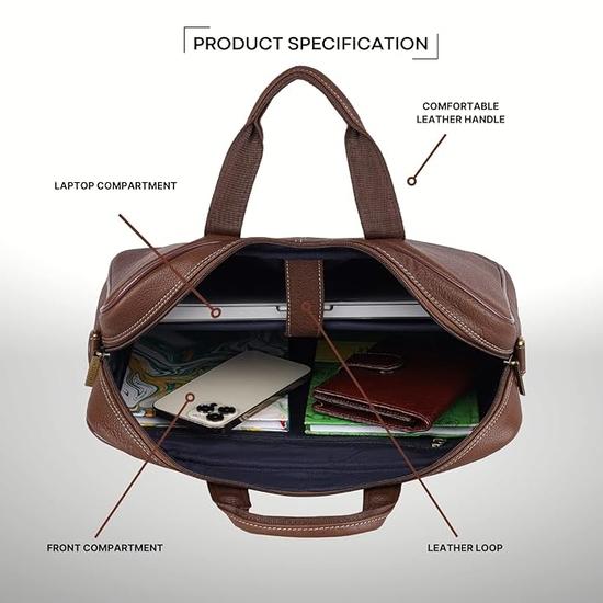 WildHorn Leather Laptop Messenger Bag for Laptop/MacBook up to 15 inch| Padded Laptop Compartment |Office Bag I 365 Days Warranty