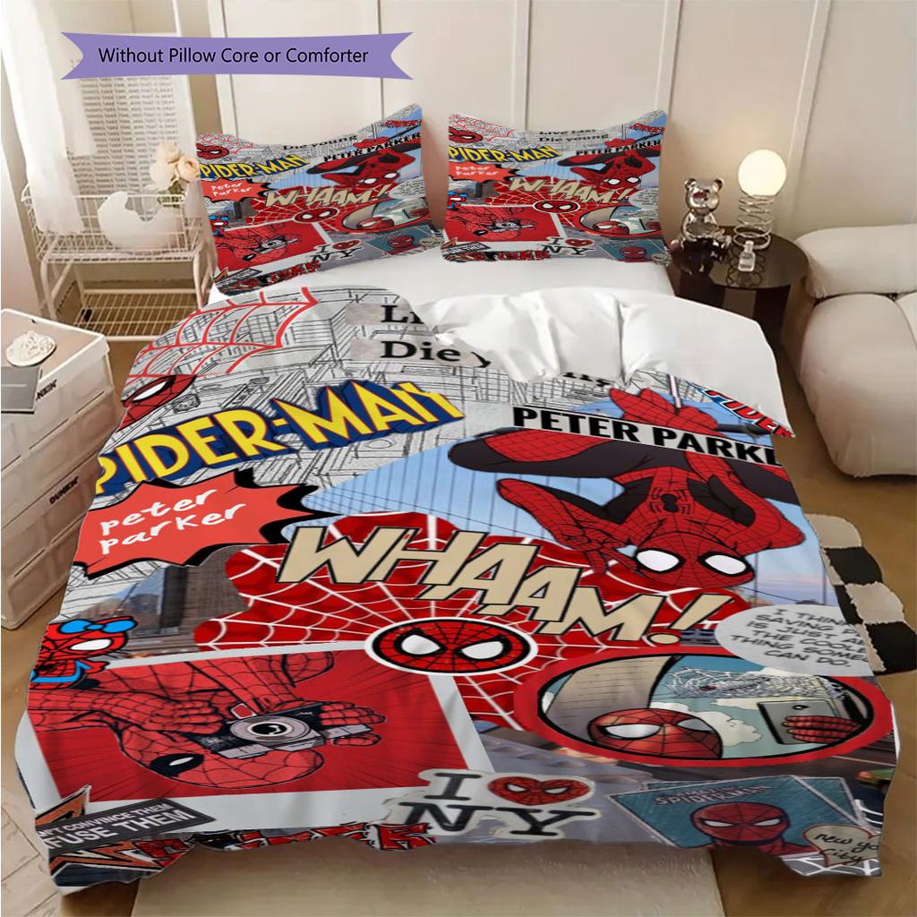 Spider-Man Superhero Series Bedroom Three-Piece Duvet Cover Bedding Set (1*Duvet Cover + 2*Pillowcase, Without Core)