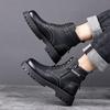 Modemarke Outdoor Dicksohlige Echtleder Herrenstiefel Baumwollgefütterte Schuhe Fell Warm Arbeitsstiefel für Herren Wolle Outdoor Lederstiefel
