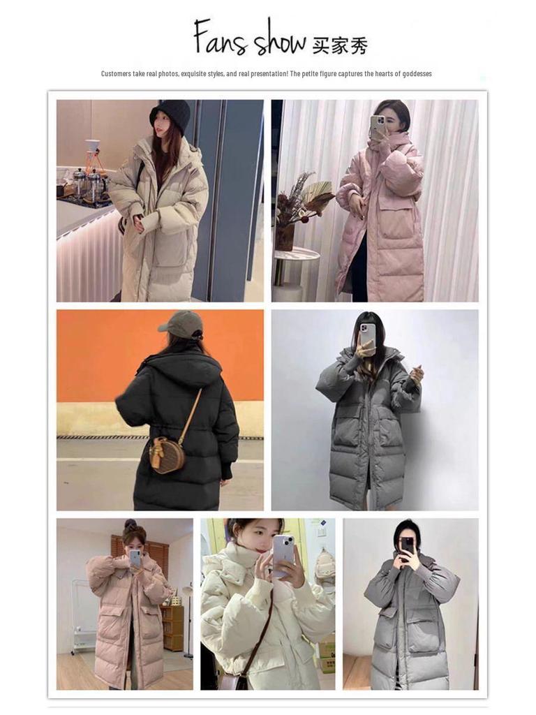 Winter 2025 Kapuzen-Daunen-Baumwollmantel in mittlerer Länge - Stilvoll, dick und überknielang.