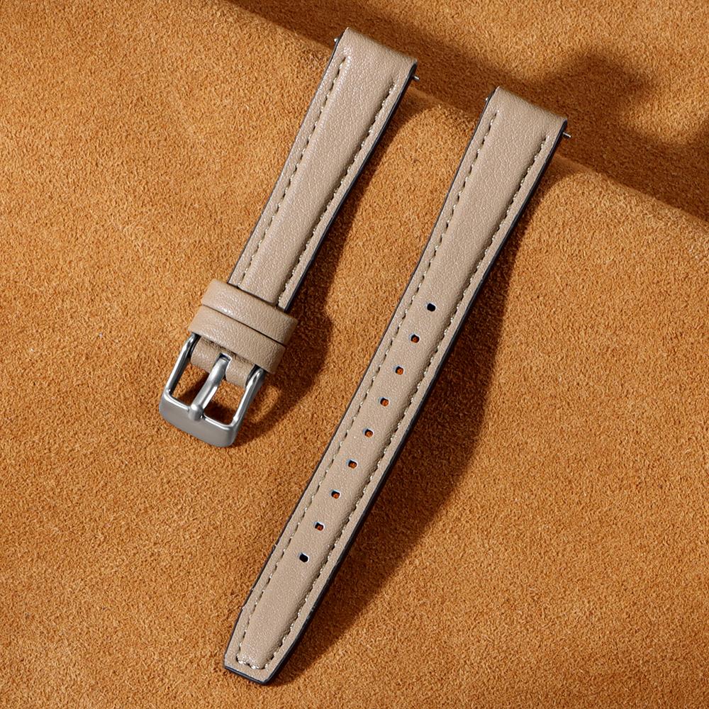 Leather Watch Strap 10mm 12mm 14mm 16mm for Men Women Universal Soft Wrist Band Ultra Thin Bracelet Pin Clasp Watch Accessories