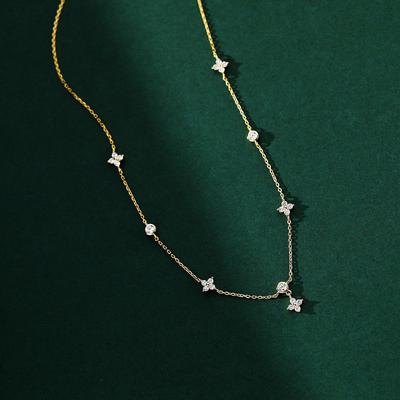 Kleeblatt Quaste Halskette - Leichter Luxus Zirkonia Intarsien Schlüsselbein Kette - Perfektes Geschenk für beste Freundin oder Freundin