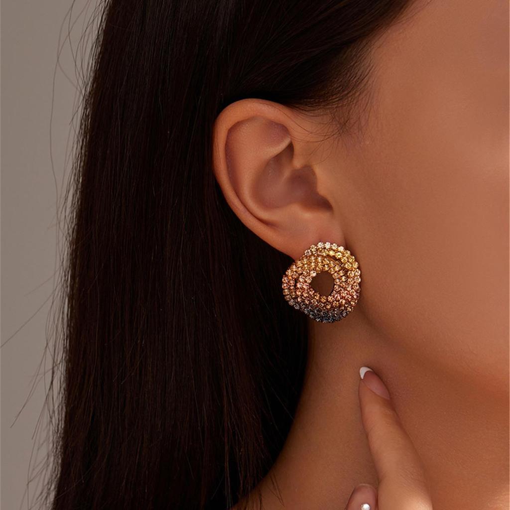 DINGKA 925 Silver Rhinestone Spiral Women's Earrings - Exquisite and Elegant Design