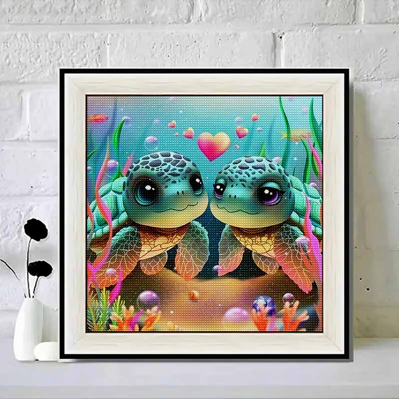 

New Arrival 5D DIY Full Circle Diamond Painting Turtle Couple Embroidery Cross Stitch Home Decor Gift 20x20cm