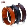 VOQ Double Layer Genuine Leather Wrap Wristband Adjustable Bracelets Cuff Bangles Men Fashion Punk Vintage Jewelry