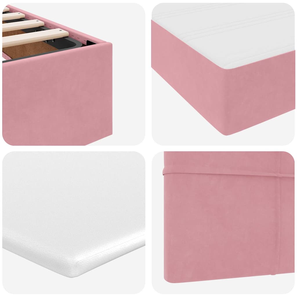 Storage Bed with Mattress Pink 90 x 190 cm Velvet