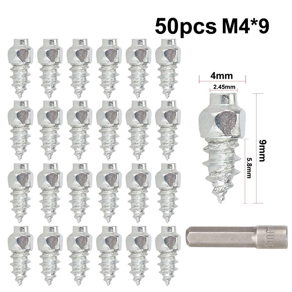 

50pcs Anti Ice Tire Studs Screw 4x9mm 4x12mm Wheel Lugs New Snow Spikes Racing Car 50pcs M4*9
