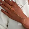 Vintage White Rhinestone Geometric Finger Bracelet for Women Personality Gold Color Hand Chain Bracelet Beach Jewelry Gifts
