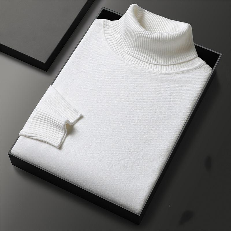 

Мужской свитер с трикотажным дном, тонкий однотонный пуловер с высоким воротником, разноцветный свитер XXXL