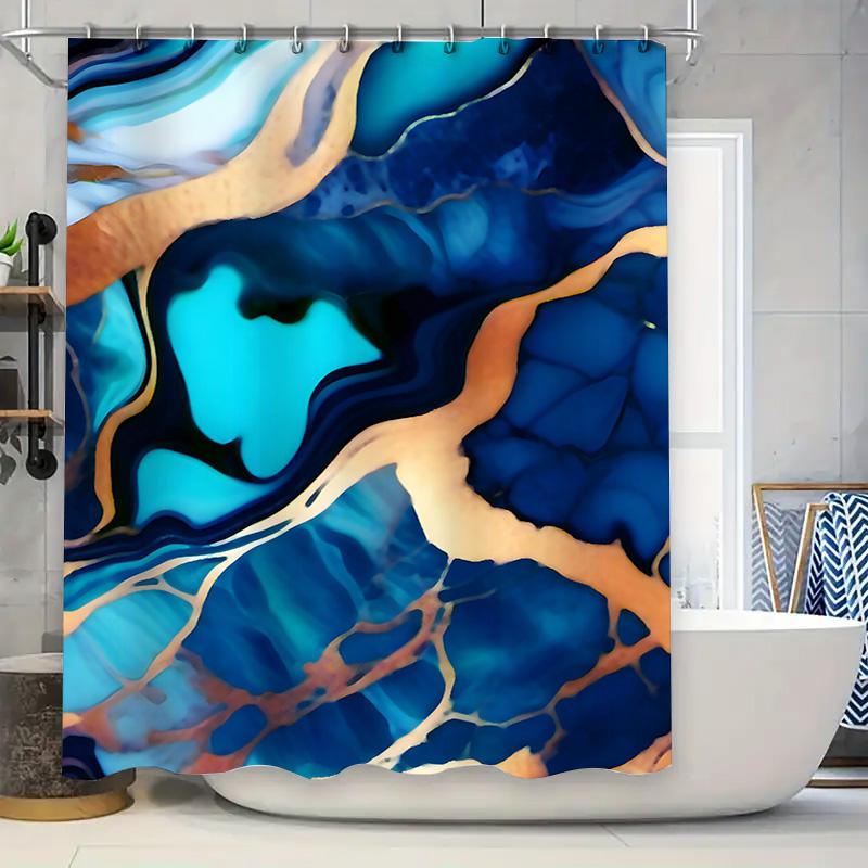 

Luxury Blue Marble Shower Curtain Modern Print Pattern Bathroom Decor Waterproof Liner For Bathtub Size 72X84Inches (6 Pack Grom W60H190(CM)-1 Pcs