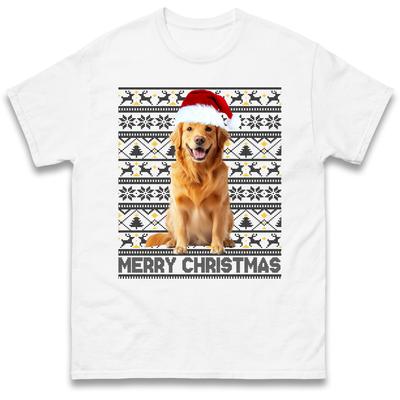 Merry Christmas Dog T-Shirt Tshirt Mens Womens Tops Unisex Tees 100% Cotton