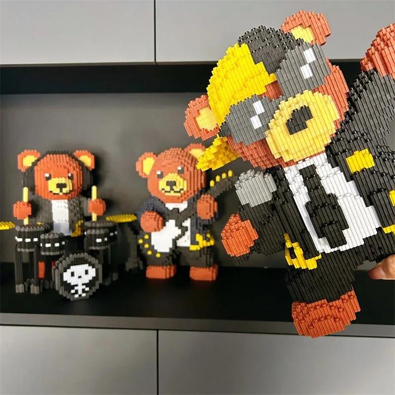 Brown Bear Band Party Set Children's Building Blocks Toy DIY Assembly Building Blocks 3D Model Children's Adult Festival Gift