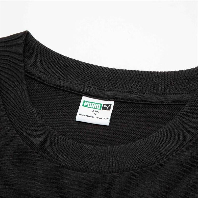 Puma Team Tee Letter Embroidery Round Neck Short Sleeve T-Shirt Women Tops Black 624706-01