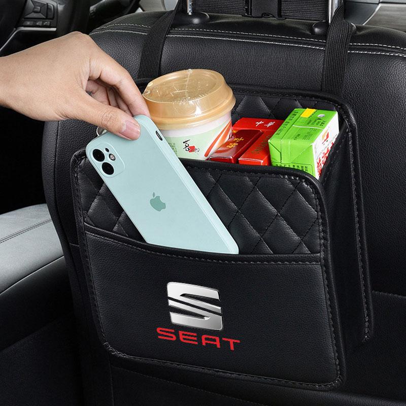 djbf10 Car Seat Storage Bag Pu Leather Cup Pockets Stowing Tidying For Seat Leon Ibiza Alhambra Exeo Altea Arona Mii IBL Car Accessorie