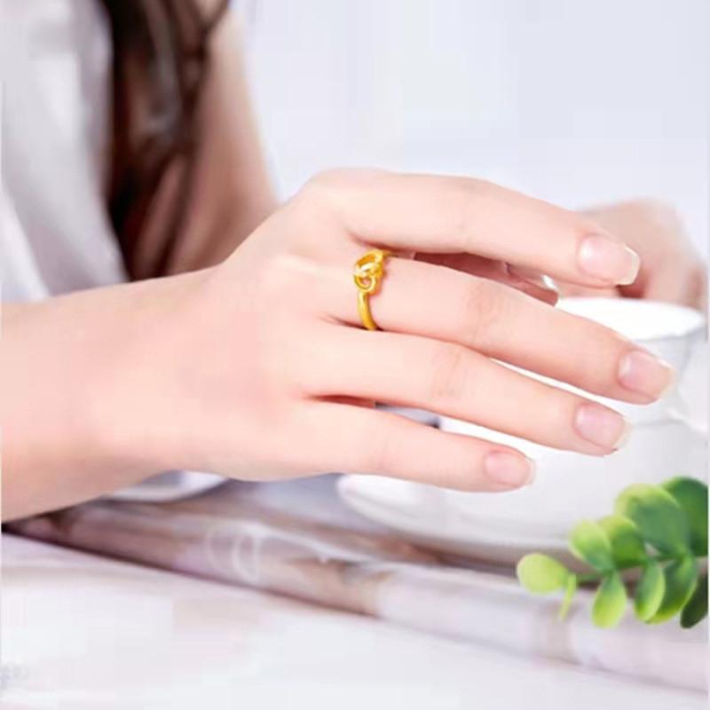Heart Goldplated Fashionable Ring With Adjustable Fit Captivating Double Heart Design For Women