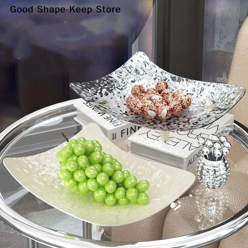 Transparent Square Fruit Tray Living Room Nut Snack Plate Candy Food Storage Tray Party Table Bone Disc