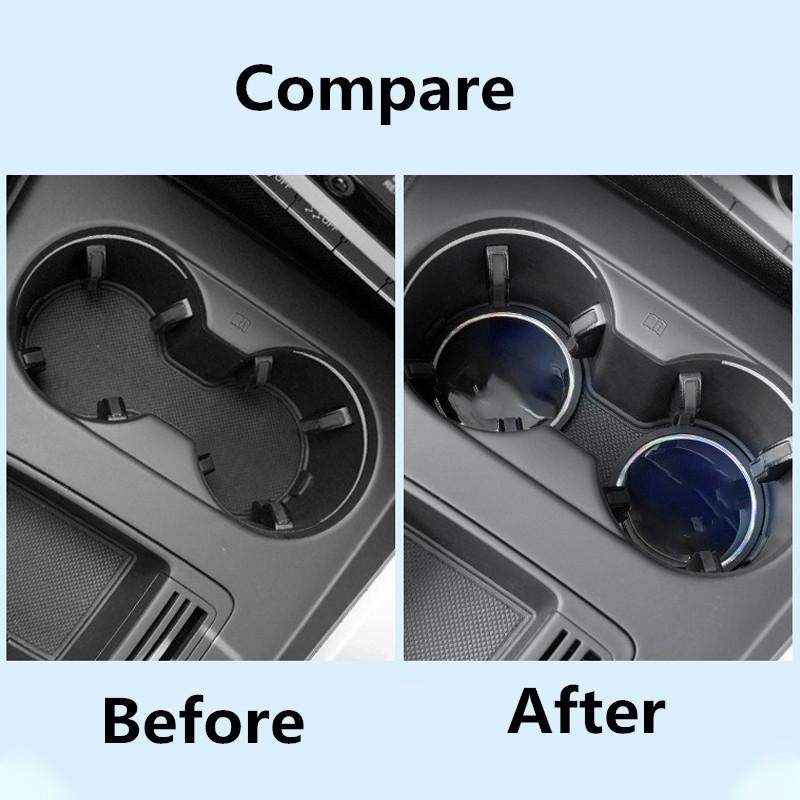 Per Auto VW Sottobicchiere Laser Antiscivolo Slot Portabicchieri d'Acqua Tappetino Ammortizzante Per Volkswagen GTI Golf 6 7 8 Polo VW R-Line CC Pass